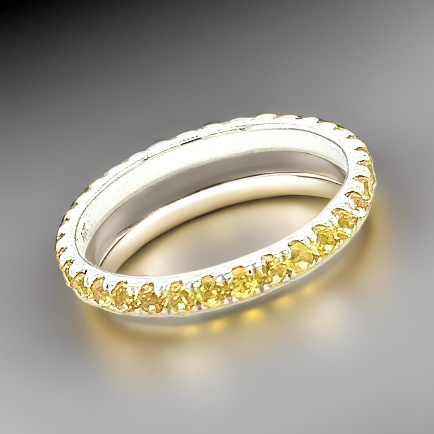 Natural Yellow Sapphire Ring Size 6.5 14k W Gold 0.66 CTW Certified In New Condition For Sale In Brooklyn, NY