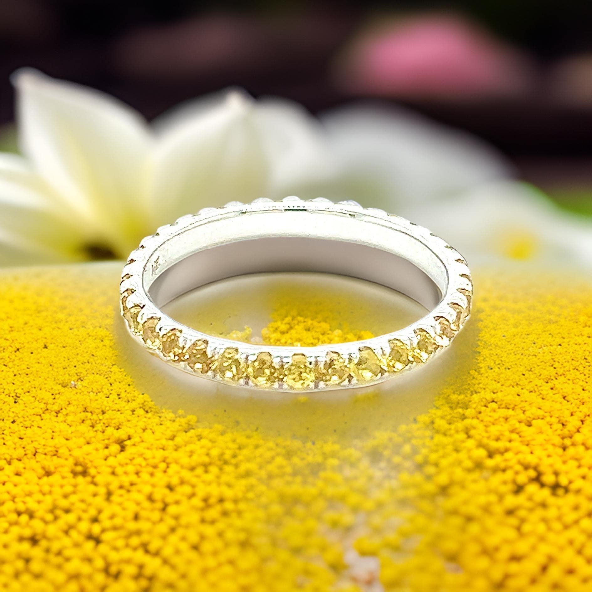 Women's Natural Yellow Sapphire Ring Size 6.5 14k W Gold 0.66 CTW Certified For Sale