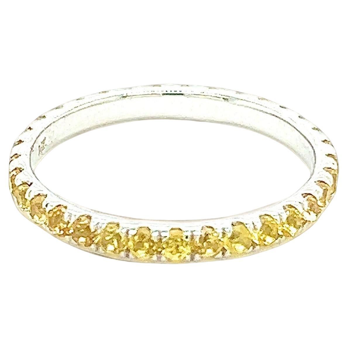 Natural Yellow Sapphire Ring Size 6.5 14k W Gold 0.66 CTW Certified