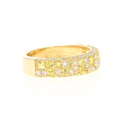 Natural Yellow Sapphire White Diamond 18 Karat Yellow Gold Ladies Band