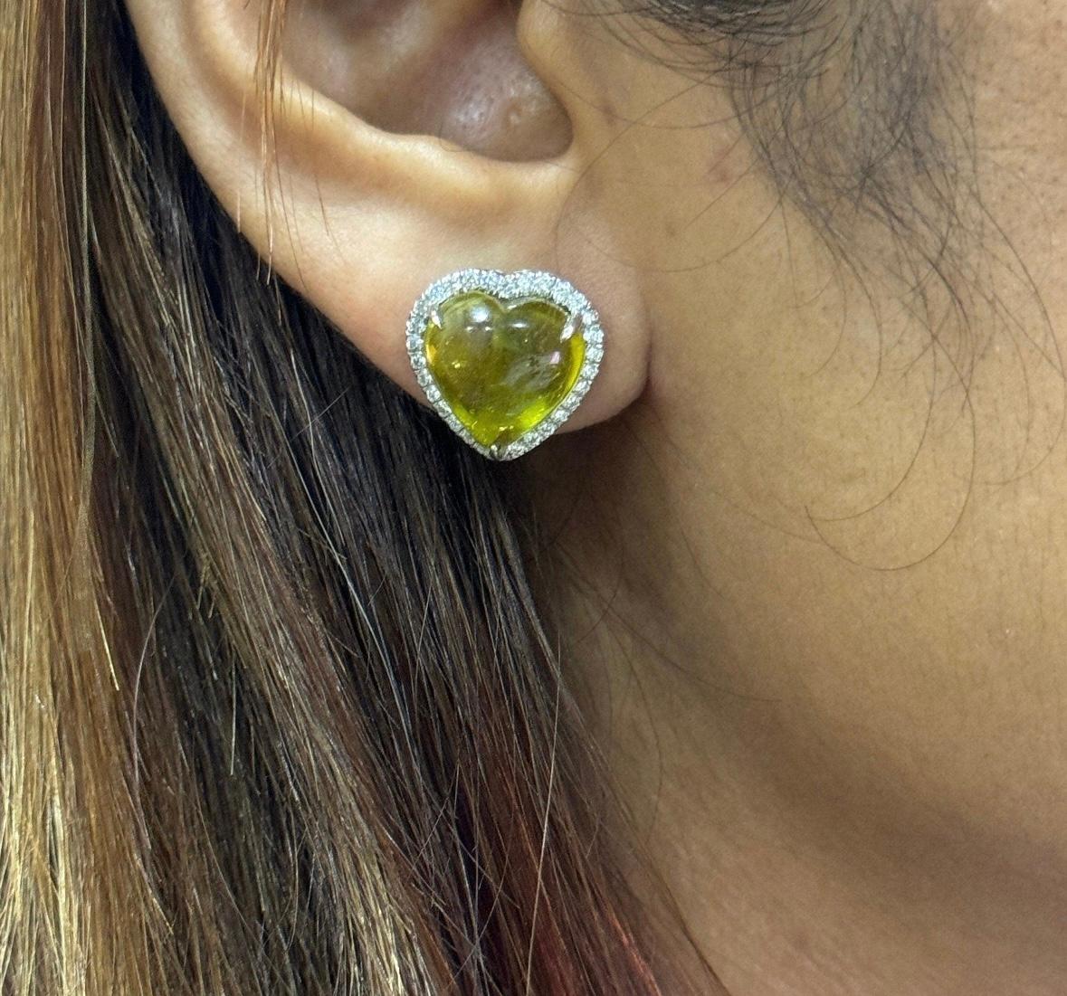 Boucle d'oreille en or 18 carats, tourmaline jaune naturelle 13,40 carats et diamants 0,67 carat Neuf - En vente à jaipur, IN