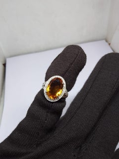 Natural Yellow Tourmaline & Diamond Ring in 18k Gold
