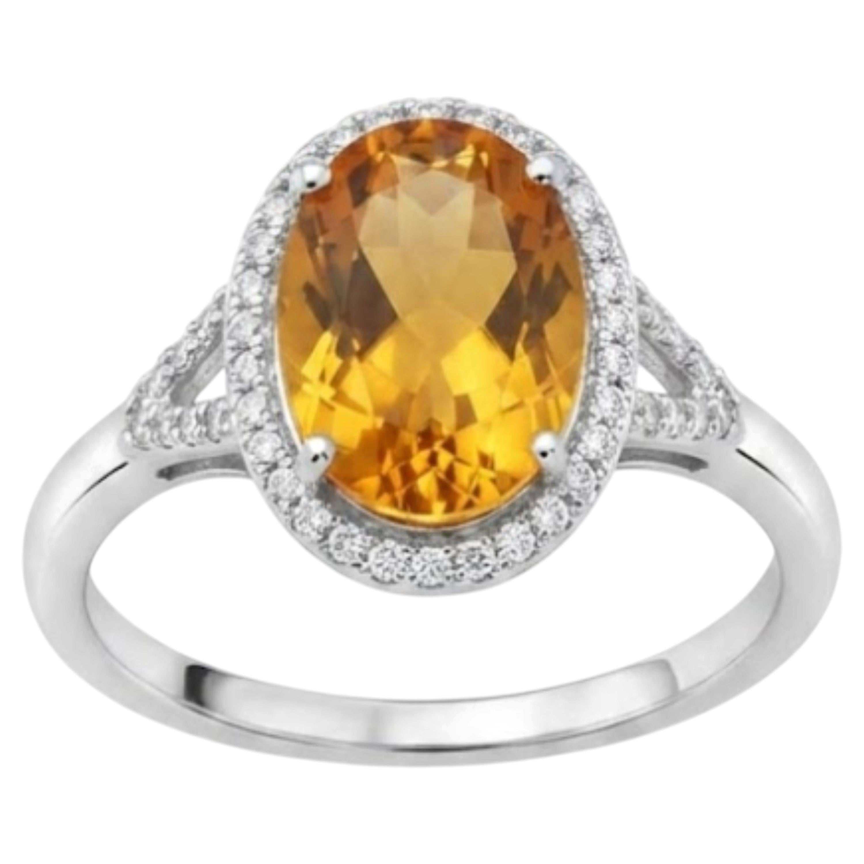 Ring aus 18-karätigem Gold mit natürlichem gelbem Turmalin und Diamanten im Angebot
