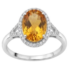 Designer 18K Gold Yellow Tourmaline & Diamond Halo Ring, 4.50ct
