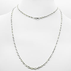 Natural Yellowish White Diamond Briolette Long Chain Necklace in Platinum