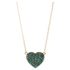 Natural Zambian Emerald 0.54 Carats Heart Shape Pendant in 18k Gold