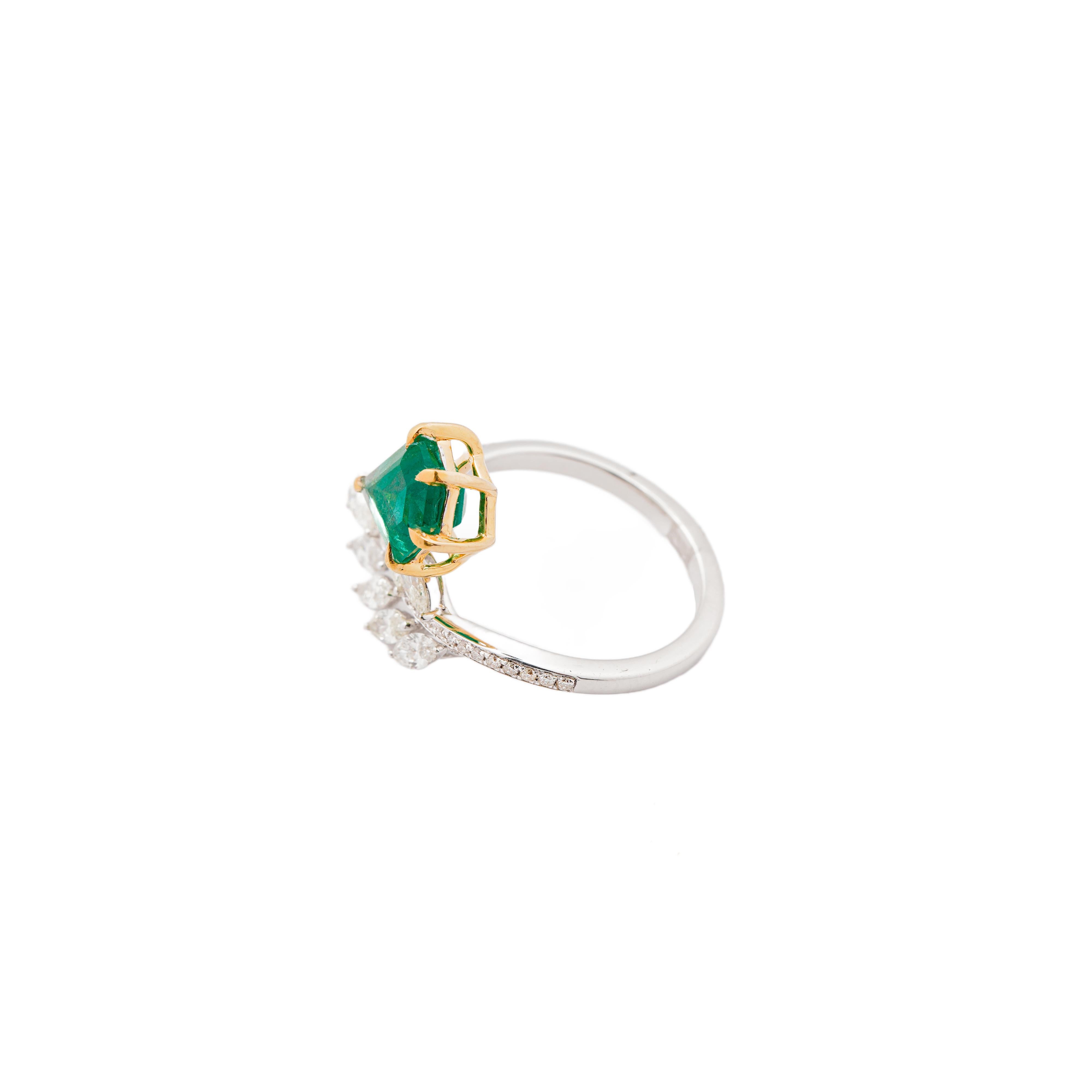 Natürlicher sambischer Smaragd 1,82cts & Diamant 0,85cts Ring in 18k Gold im Zustand „Neu“ im Angebot in New York, NY