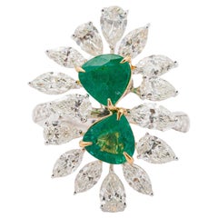 Natural Zambian Emerald 1.86cts & Diamond 2.95cts Ring in 18k Gold