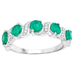 Zambian Emerald Ring With Diamonds 1.21 Carats 14K White Gold