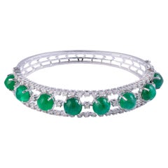 Natural Zambian Emerald and Diamond Bracelet in 14k Gold
