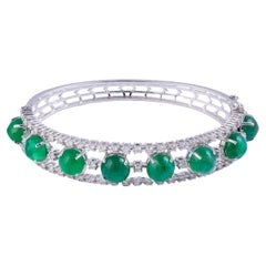 Bracciale con smeraldo naturale dello Zambia e diamanti in oro 14k