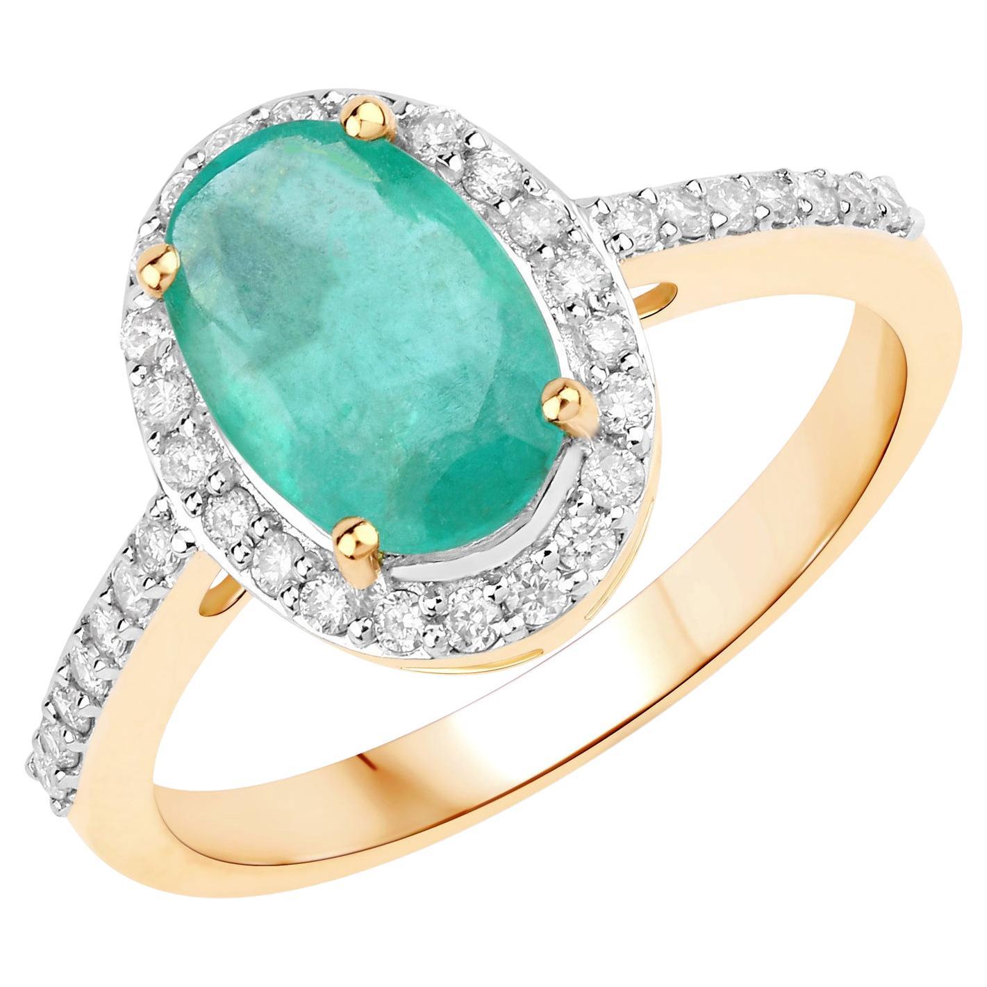 Genuine Zambian Emerald and Lab Diamond Silver Oval Halo Necklace