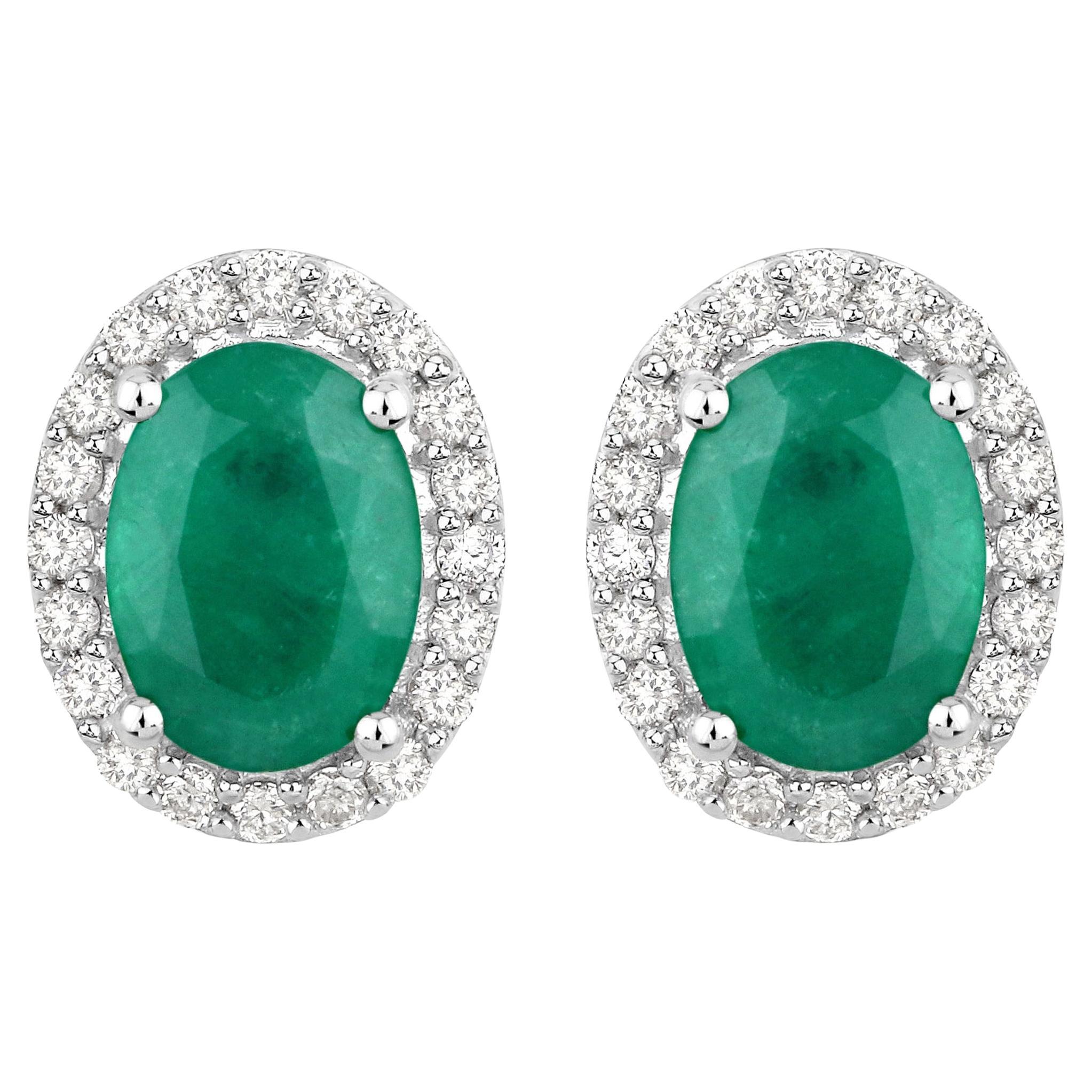 Genuine Zambian Emerald and Lab Diamond Silver Teardrop Halo Necklace main image 1
