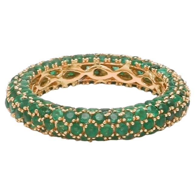 Natural 4.17 cts zambian emerald band ring in 18k gold