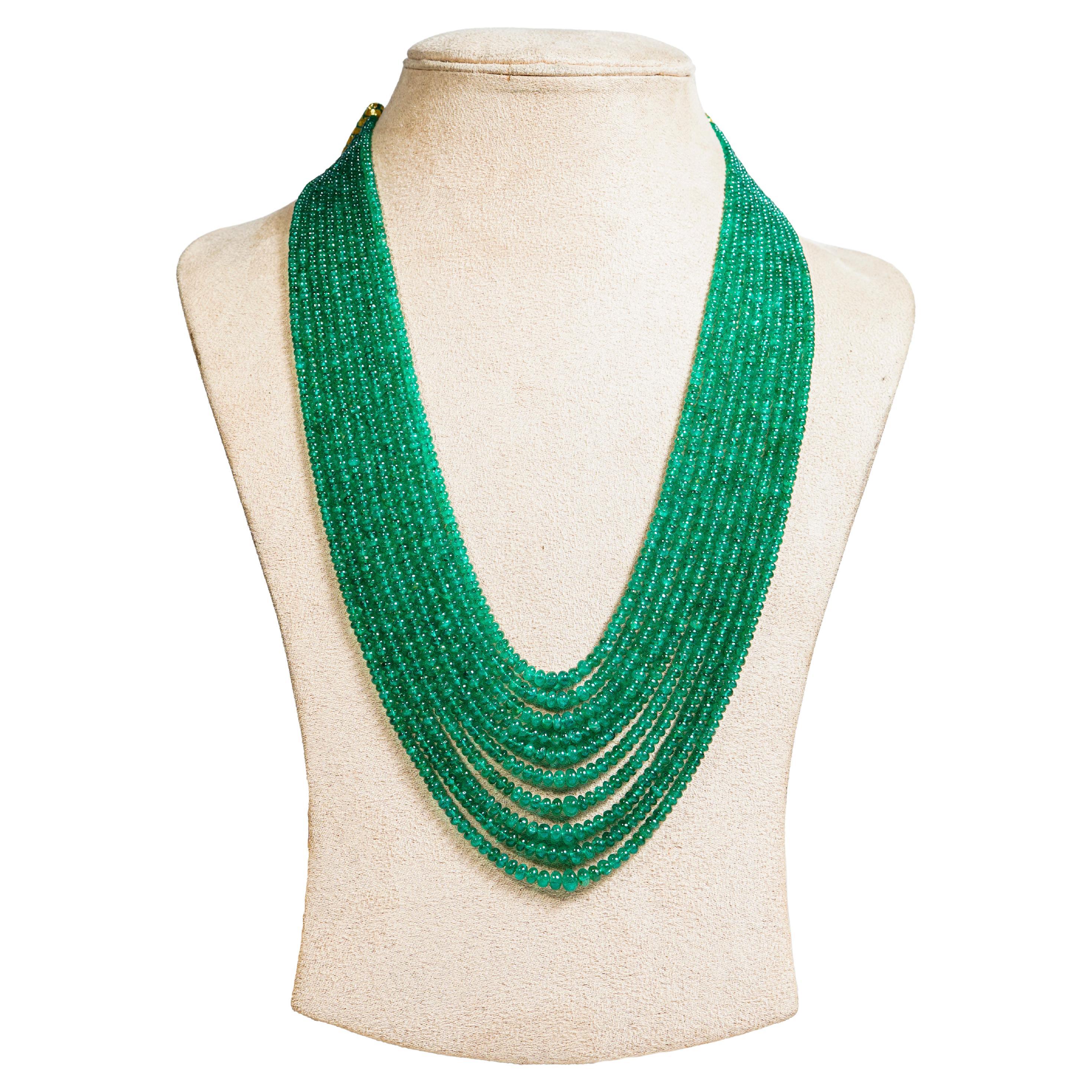 Natural Zambian Emerald Beads in 10 lines