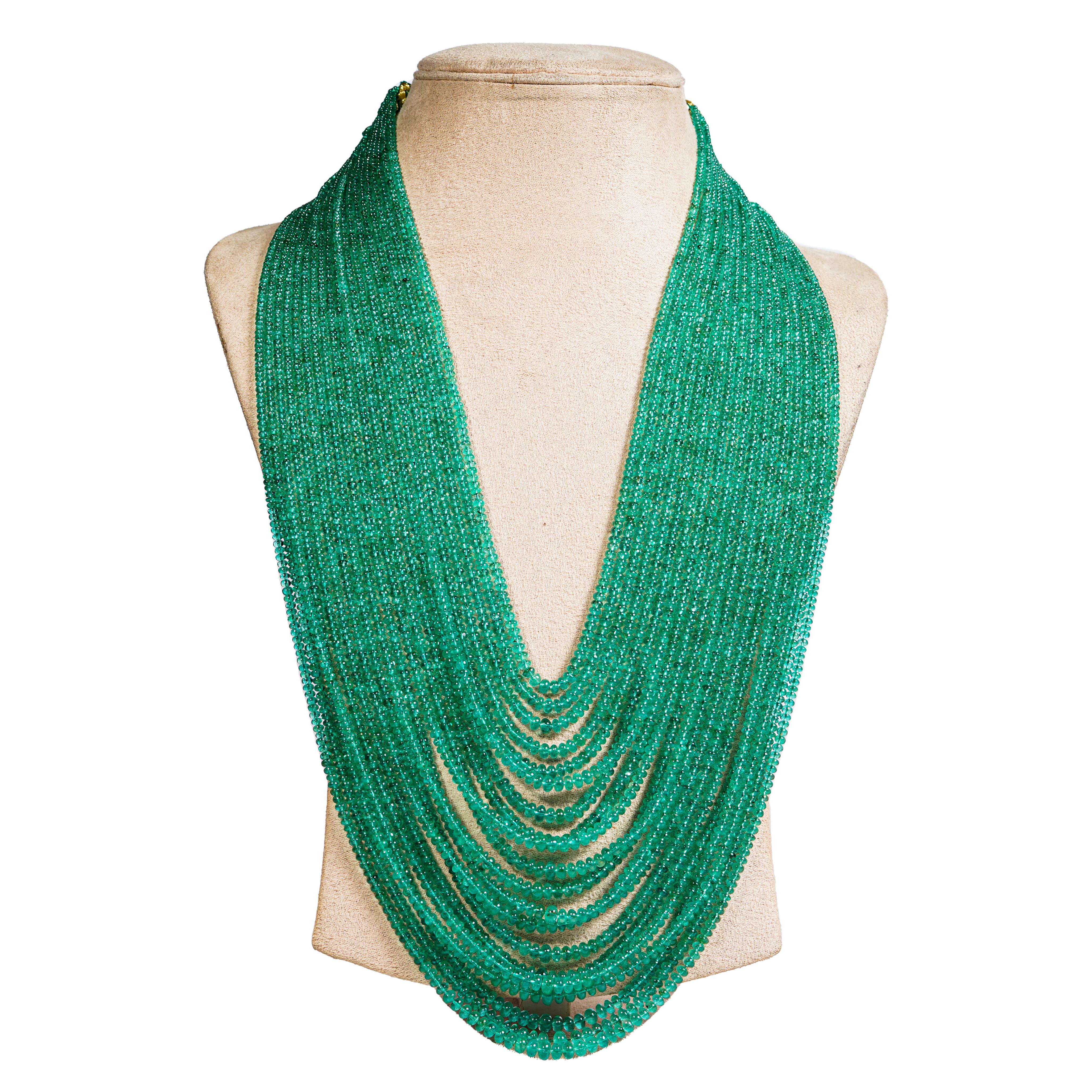 Natural Zambian Emerald Beads in 20 lines In New Condition For Sale In jaipur, IN