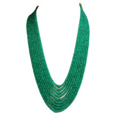 Natural Zambian Emerald Beads in 9 lines