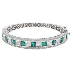 Natural Zambian Emerald Bracelet with 6.18 Carats Emerald and 3.05 Carats