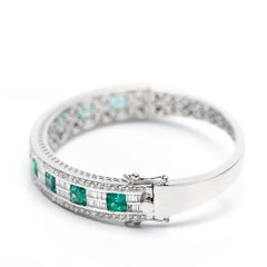 Bracciale di smeraldi naturali dello Zambia con smeraldo da 6,18 carati e 3,05 carati