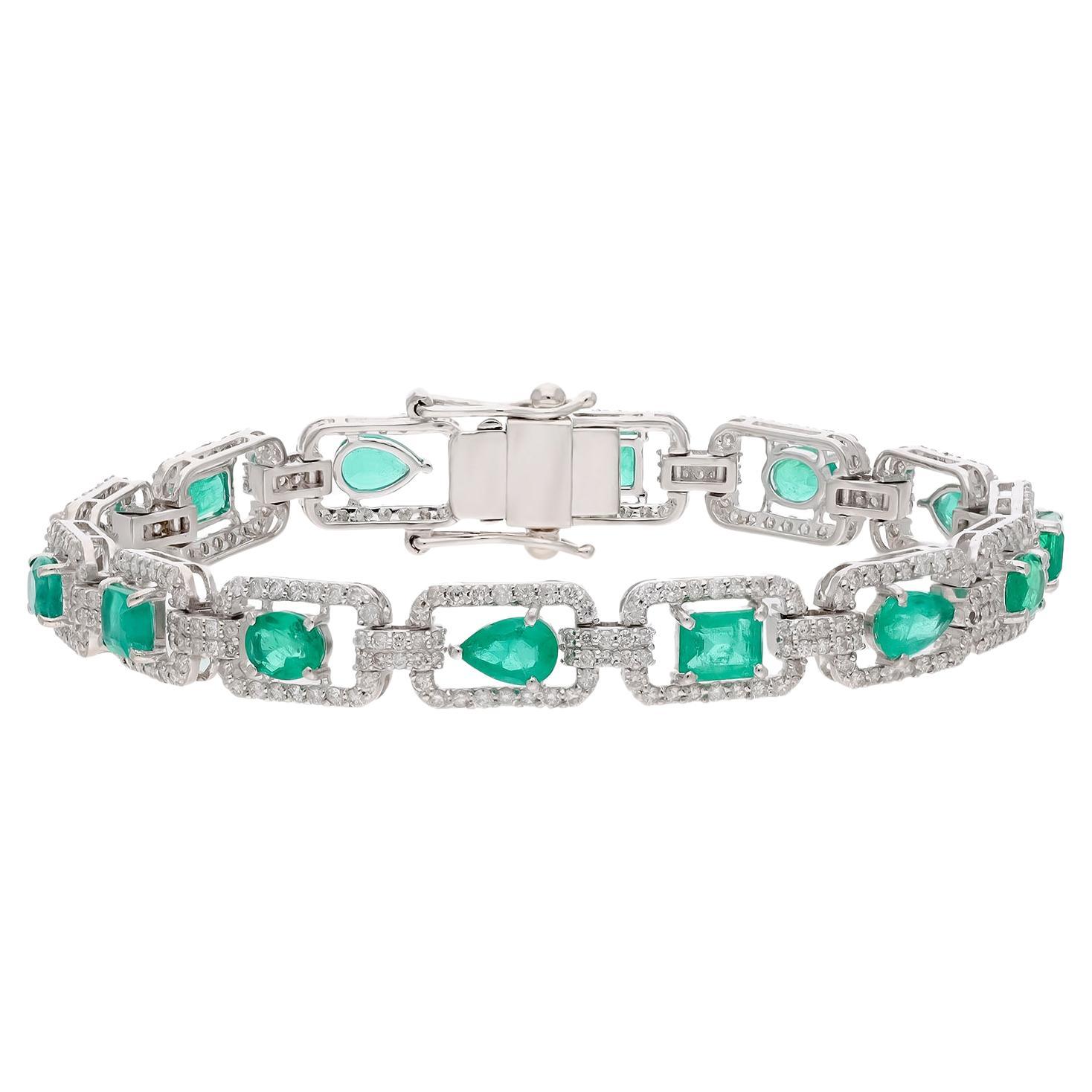 Natural zambian emerald bracelet with diamond 2.75 cts in 18k gold For Sale