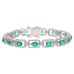 Natural zambian emerald bracelet with diamond 2.75 cts in 18k gold