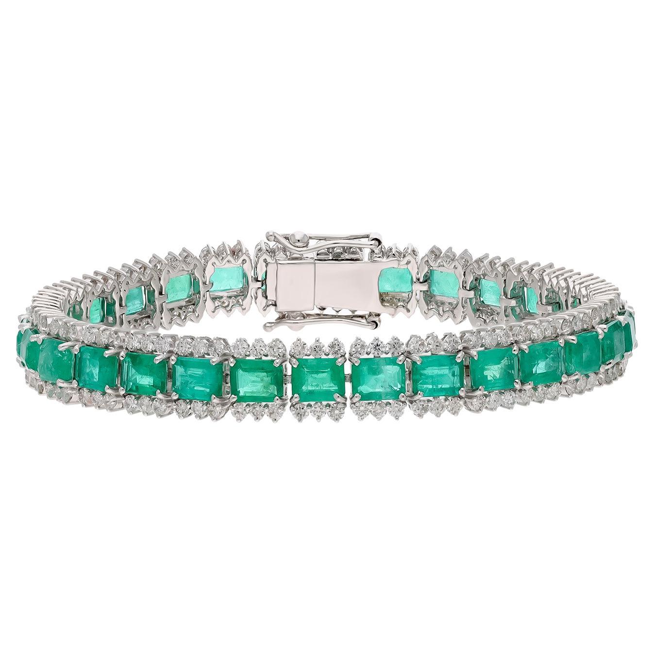 Natural zambian emerald bracelet with diamond 3.25 cts in 18k gold For Sale