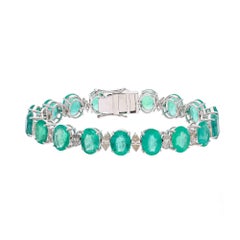 Natural Zambian Emerald & Diamond Bracelet in 18k Gold
