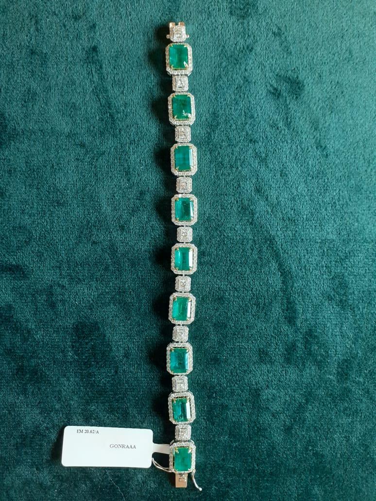 Natural Zambian Emerald Bracelet with Diamond and 18k Gold 1
