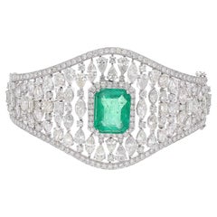 Natural Zambian emerald bracelet with diamond and 18k gold