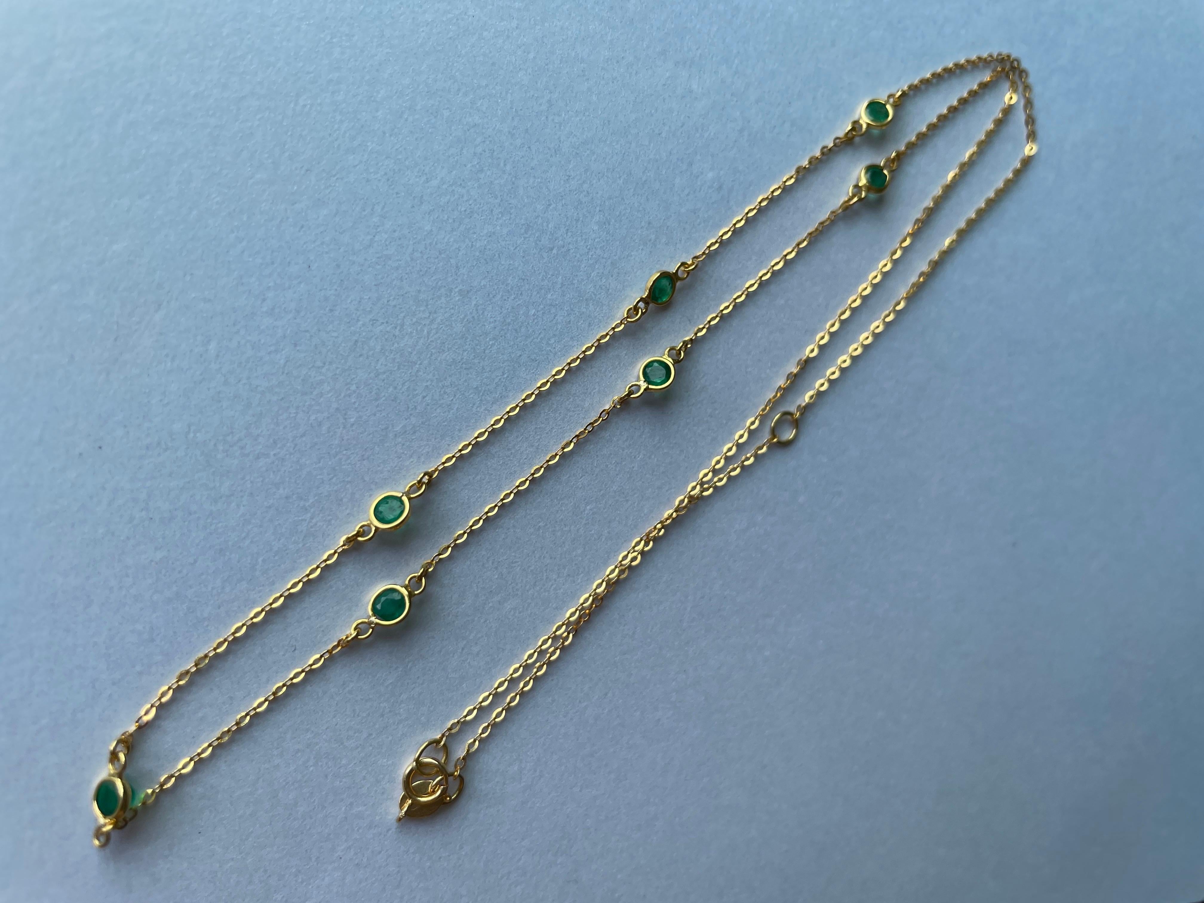 Natürlicher sambischer Smaragd als Yard, Natürliche Smaragde Station Halskette im Angebot 2
