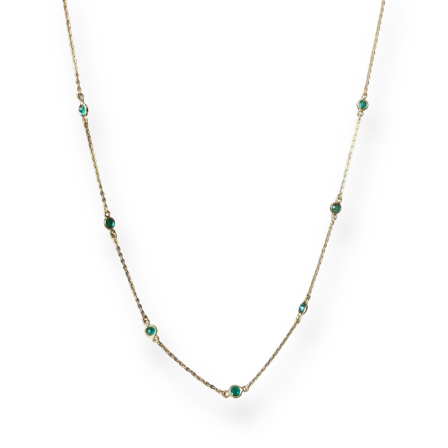 Natural Zambian Emerald by the yard, Natural Diamonds Station Necklace For Sale 1