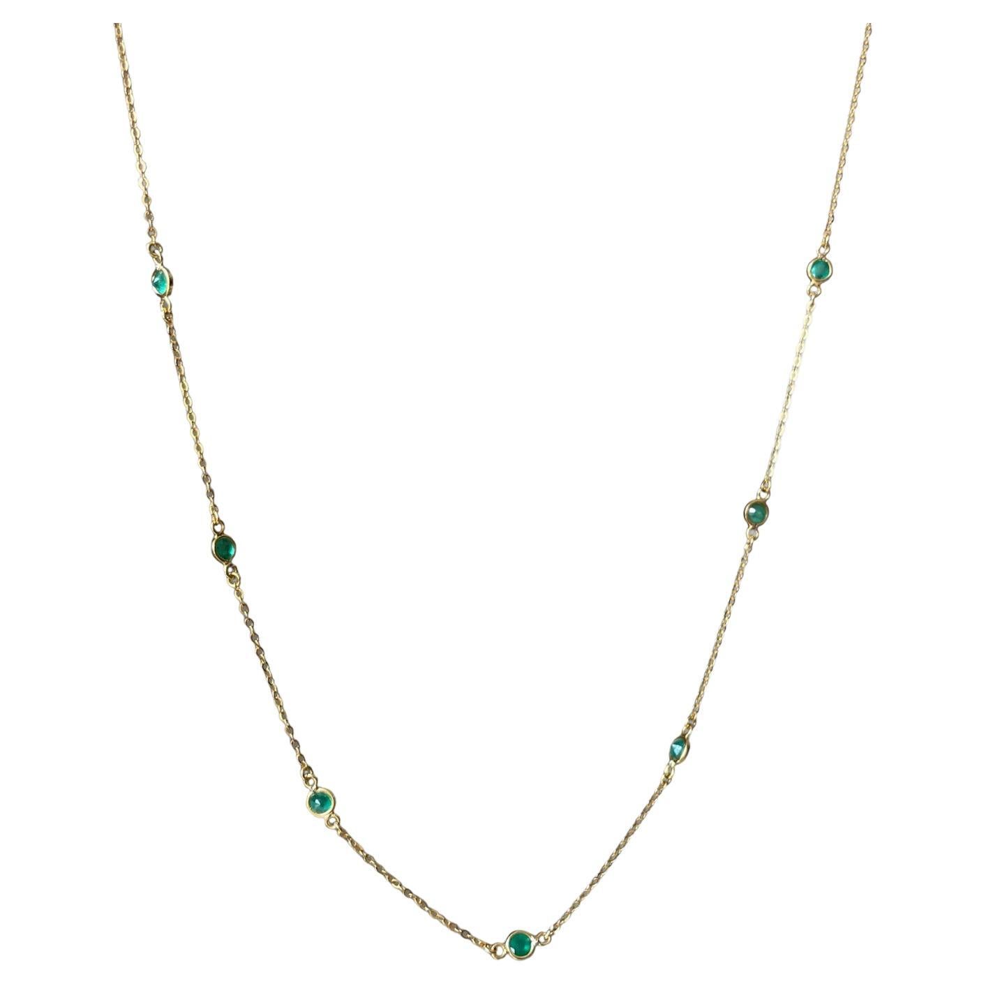 Natural Zambian Emerald by the yard, Natural Diamonds Station Necklace For Sale