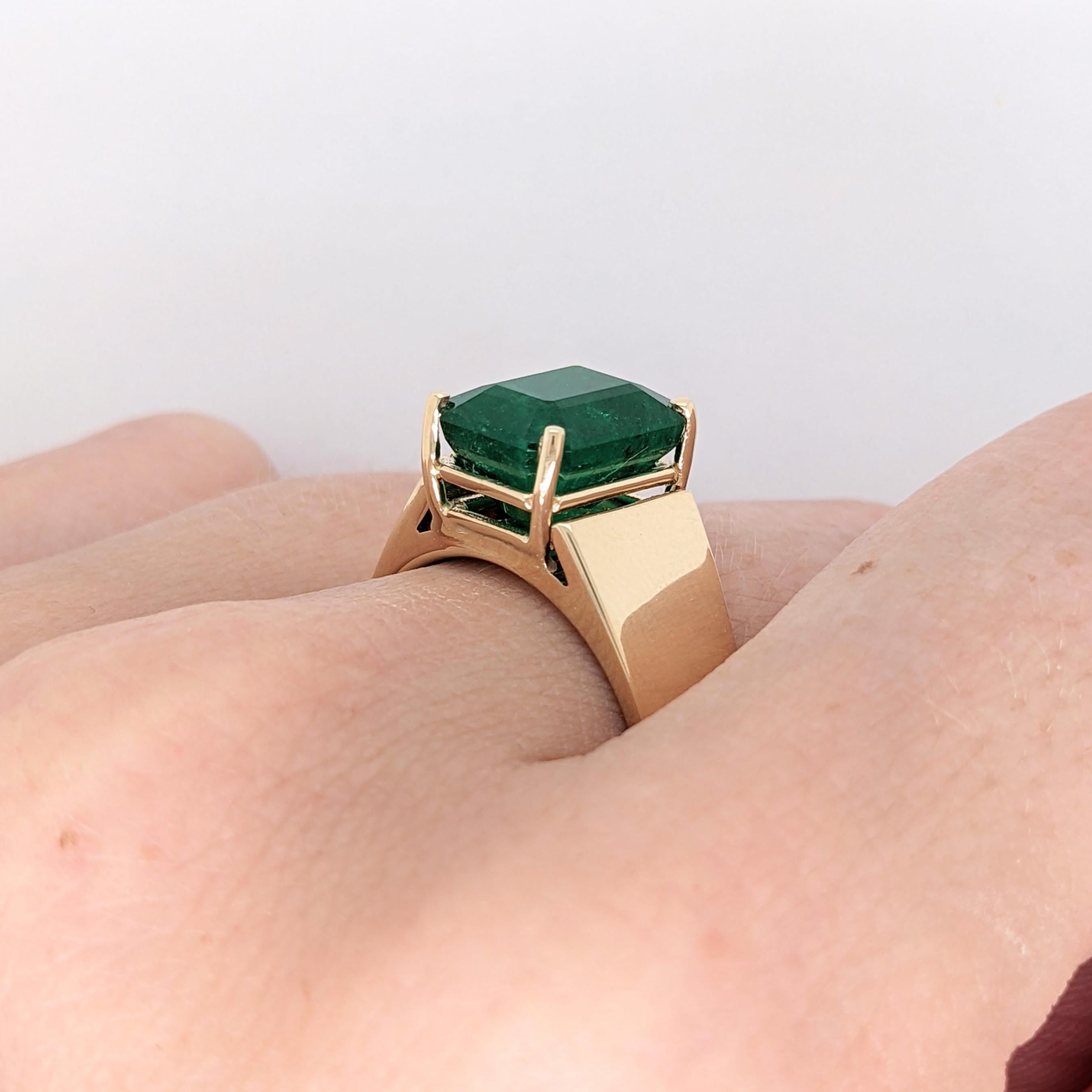 6 carat Zambian Emerald Cigar Band Ring in 14K Yellow Gold  Emerald Cut 10x8mm 2