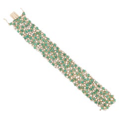 Natural Zambian emerald diamond bracelet in 14k gold