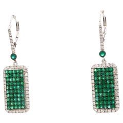 Natural zambian emerald diamond earring in 18k gold