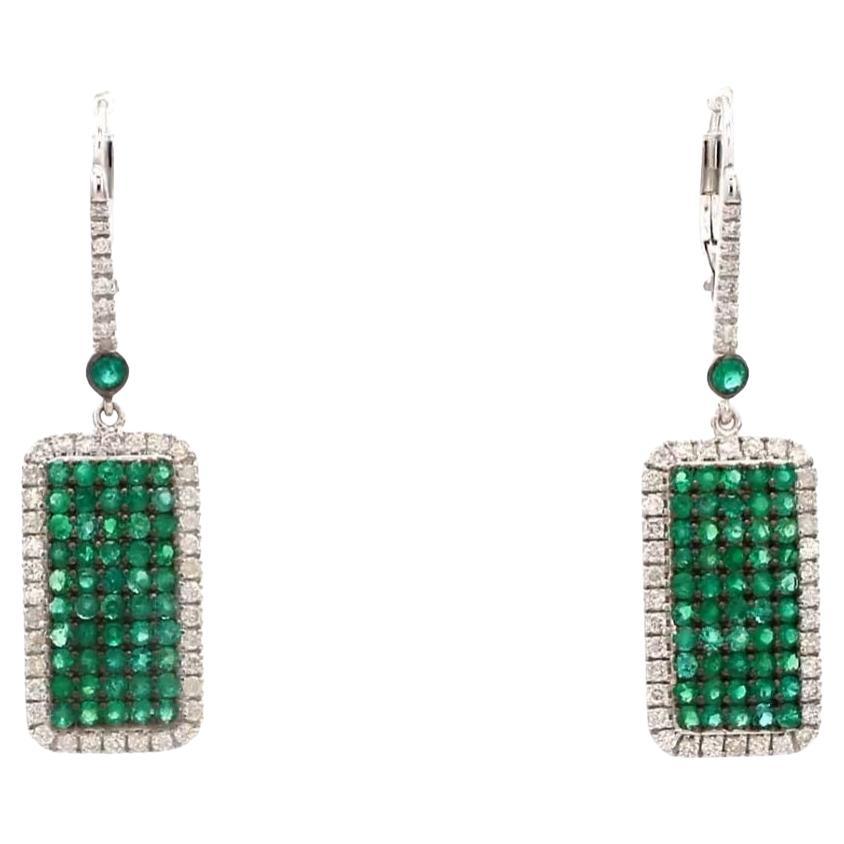 Natural zambian emerald diamond earring in 18k gold
