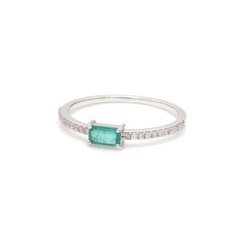 Natürlicher sambischer Smaragd Diamantring 14k Gold im Zustand „Neu“ im Angebot in New York, NY