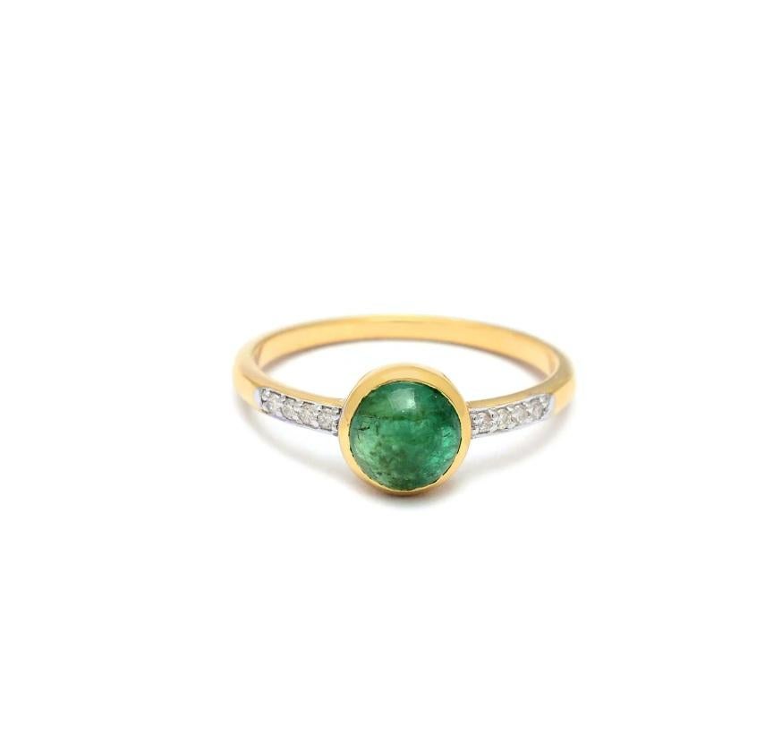 Natural Zambian Emerald & Diamond Ring 14K gold In New Condition For Sale In jaipur, IN
