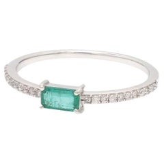 Natural Zambian emerald diamond ring 14k gold