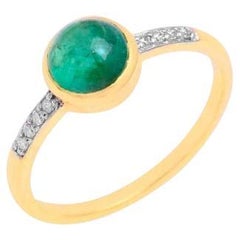 Natural Zambian Emerald & Diamond Ring 14K gold