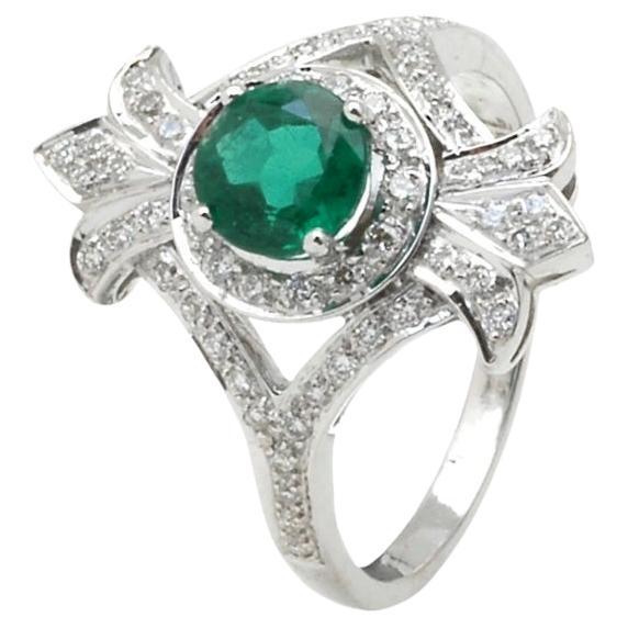 Natürlicher sambischer Smaragd & Diamantring 18K Gold