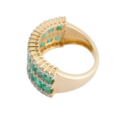 14k Yellow Gold Zambian Emerald Halo Ring with 0.94ct Diamonds, New