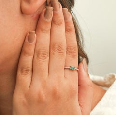 Natural 0.22cts Zambian Emerald & 0.12cts Diamond Ring in 14k Gold