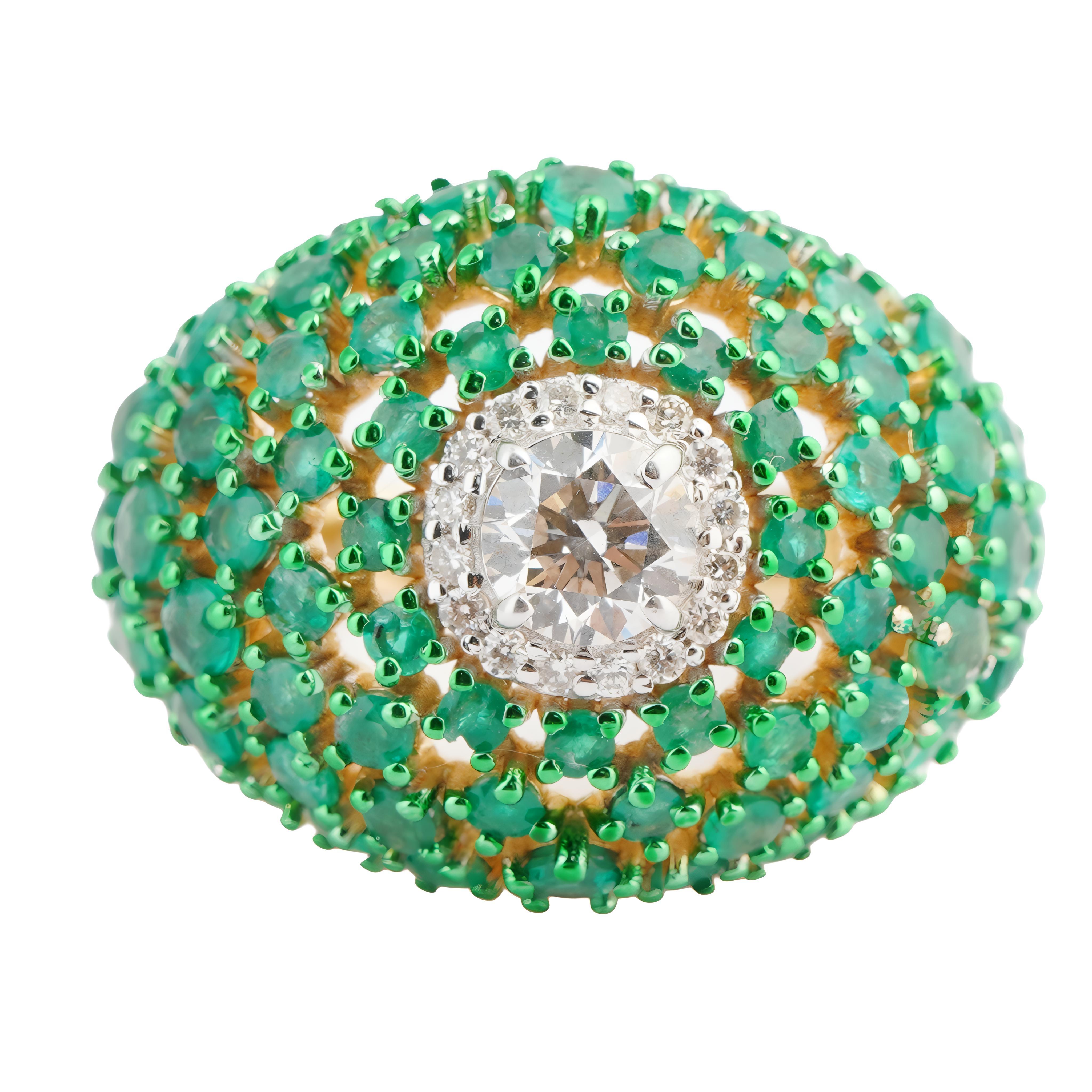 Natural Zambian emerald diamond ring in 14k gold en Nuevo estado para la venta en jaipur, IN