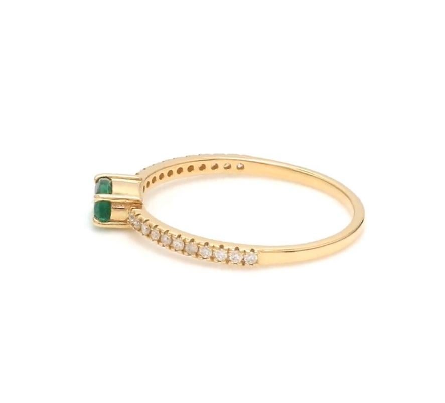 Anello con diamante e smeraldo zambiano naturale in oro 14k In condizioni Nuovo in vendita a jaipur, IN