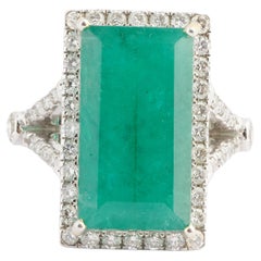 Natural Zambian emerald diamond ring in 14k gold