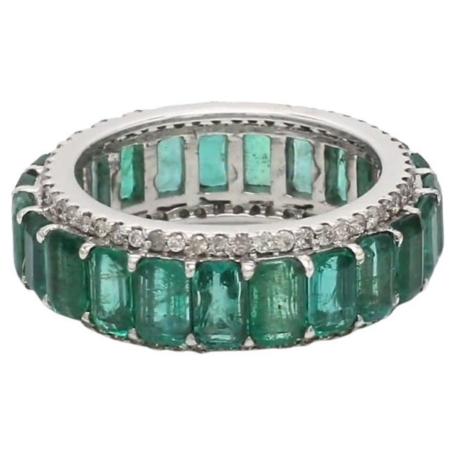 Natural zambian emerald diamond ring in 14k gold