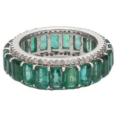 Natural zambian emerald diamond ring in 14k gold