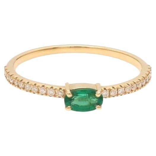 Natural zambian emerald diamond ring in 14k gold