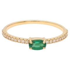 Natural zambian emerald diamond ring in 14k gold